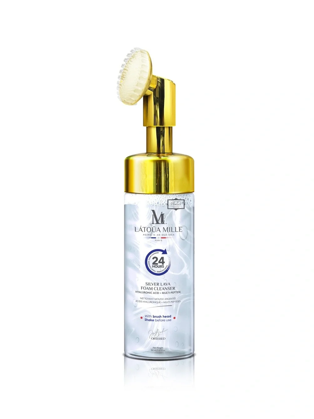 Silver Lava Foam Cleanser Hyaluronic Acid + Multi-Peptide (With Brush Head)